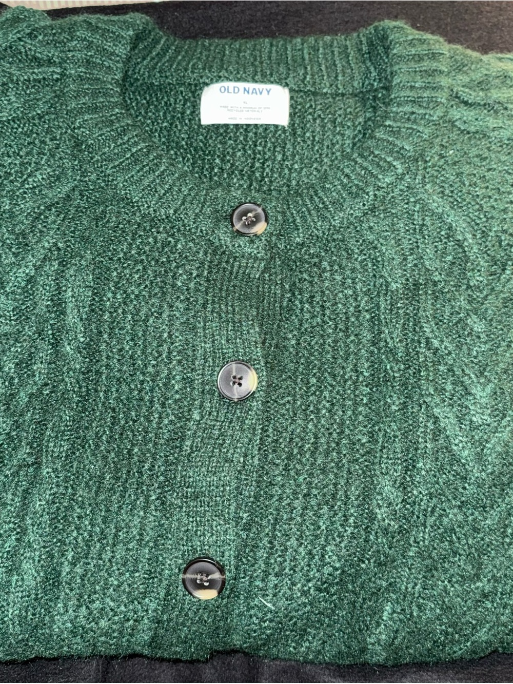 Old Navy Dark Green Cable-Knit Button Cardigan - Picture 3 of 3